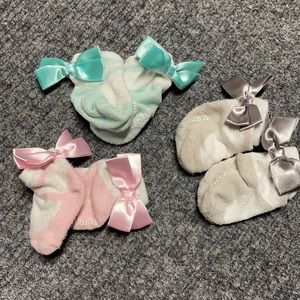 3 pair NB baby socks with bows-Trumpette, ballerina slippers